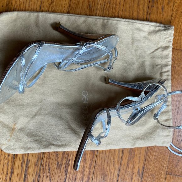Sergio Rossi silver strappy leather heels - Picture 14 of 16